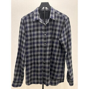 Theory Men's Casual Button-Up Shirt Large Blue Gray